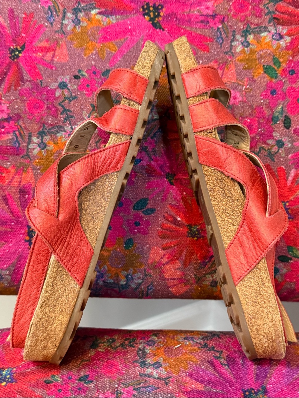 Haflinger Red Leather Crisscross Strappy Sandals - Picture 3 of 10